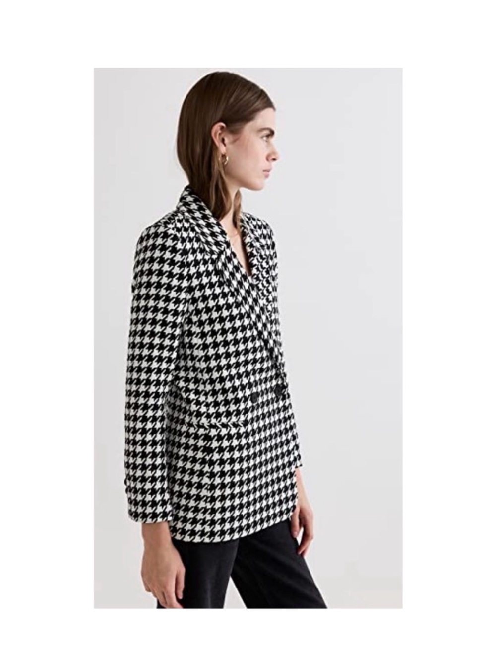 Anine Bing Madeline Houndstooth Double-Breasted Jacket NWOT XS Black & white - Picture 2 of 8